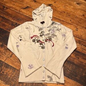 RAW FASHIONABLE women hoody sweater Size Large 100% cashmere made in USA